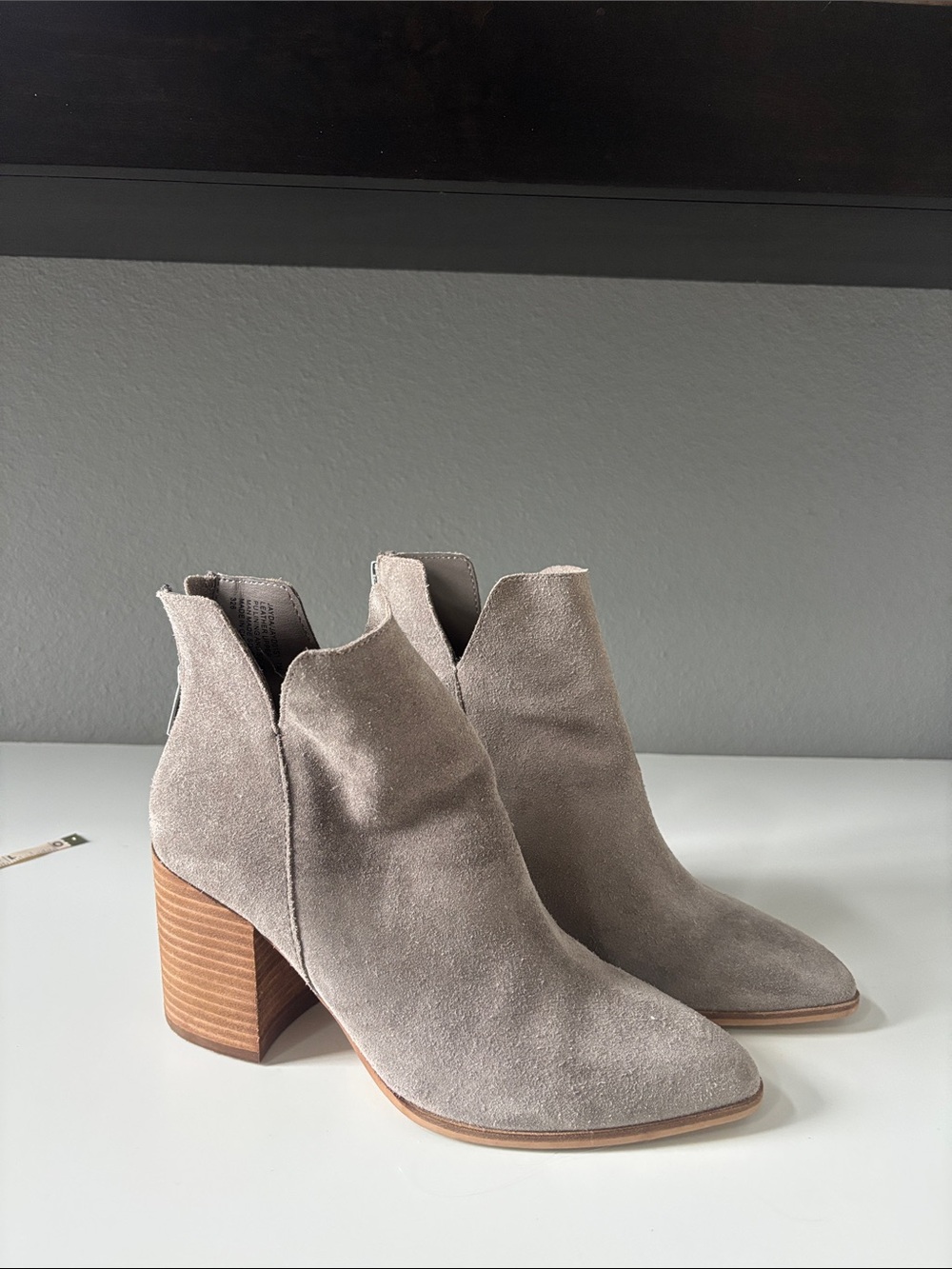 Steve Madden Taupe Suede Cutout Ankle Booties